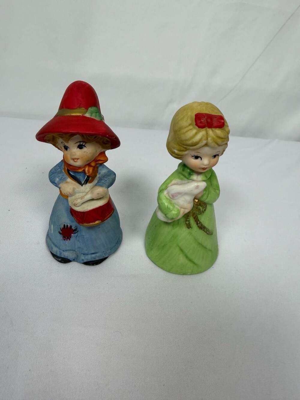 Vintage Jasco Merri-Bells Bisque Porcelain Bells Set of 2